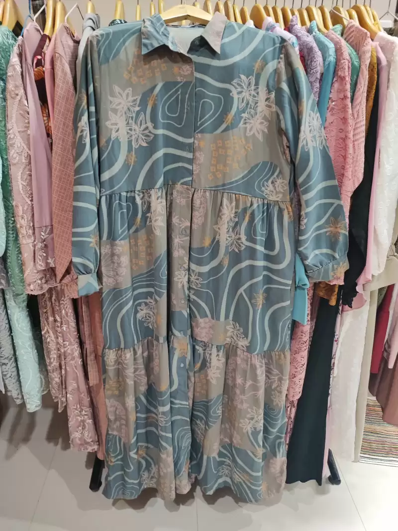 baju gamis head m corak motif warna merah abu